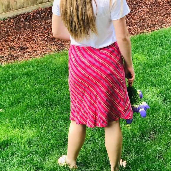 J. JILL 100% Linen Midi Skirt Cute Summer Vibes - Picture 3 of 4